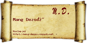 Mang Dezső névjegykártya